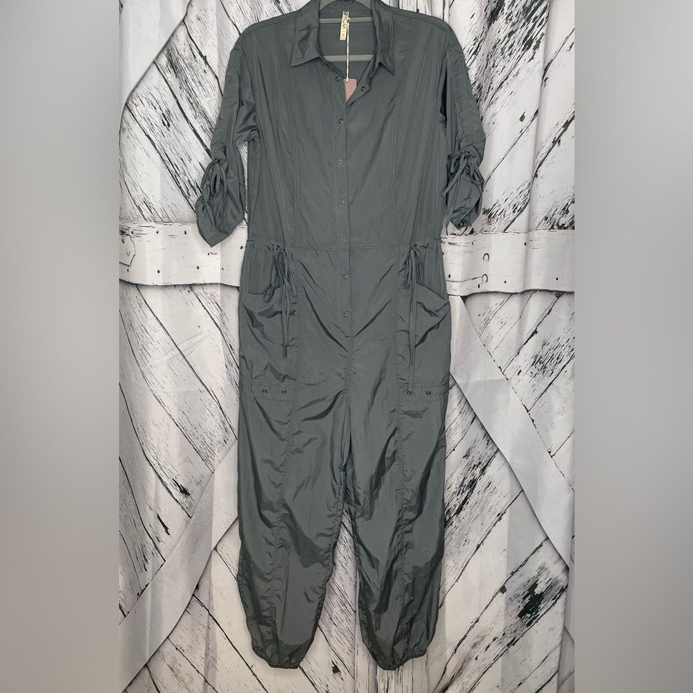 XCVI Charcoal Gray Jumpsuit Snap Front Parachute S